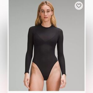 Nulu Mesh Long-Sleeve Crewneck Bodysuit